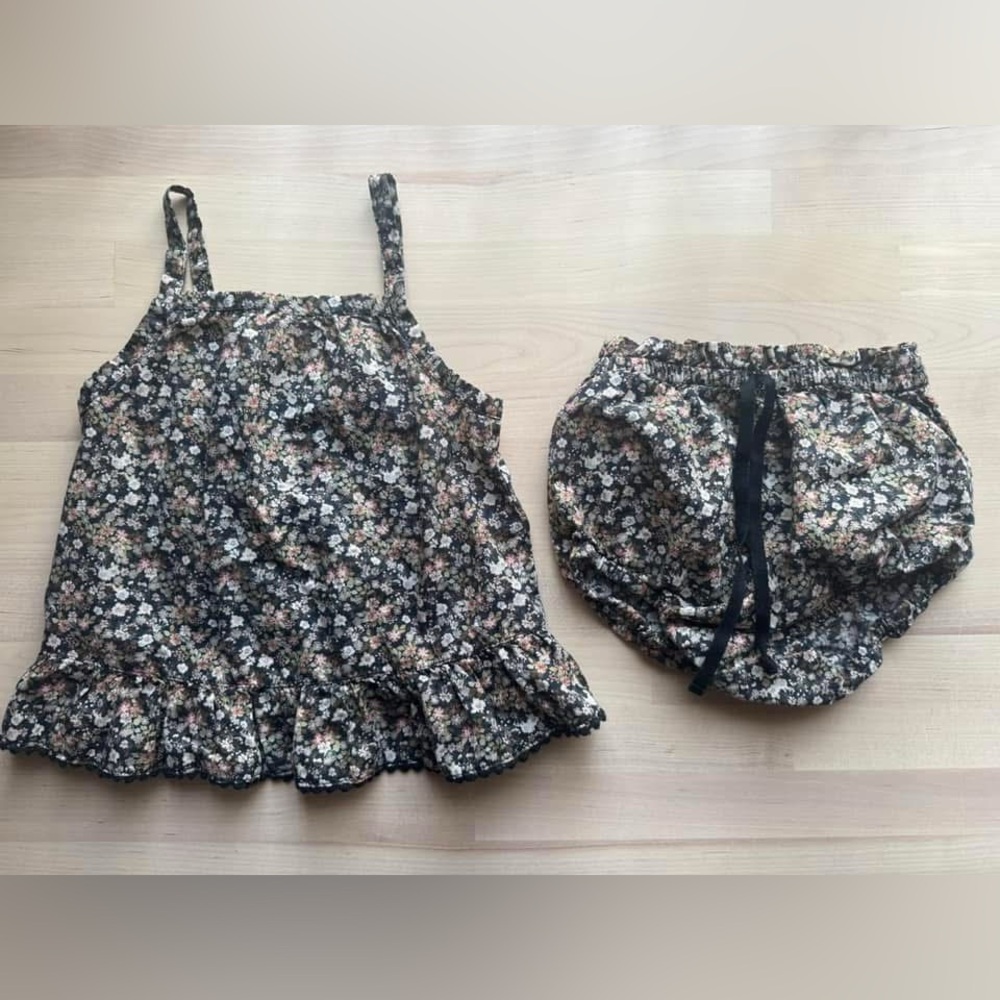 Jamie Kay Floral Kids Matching Set - Black and Cream
